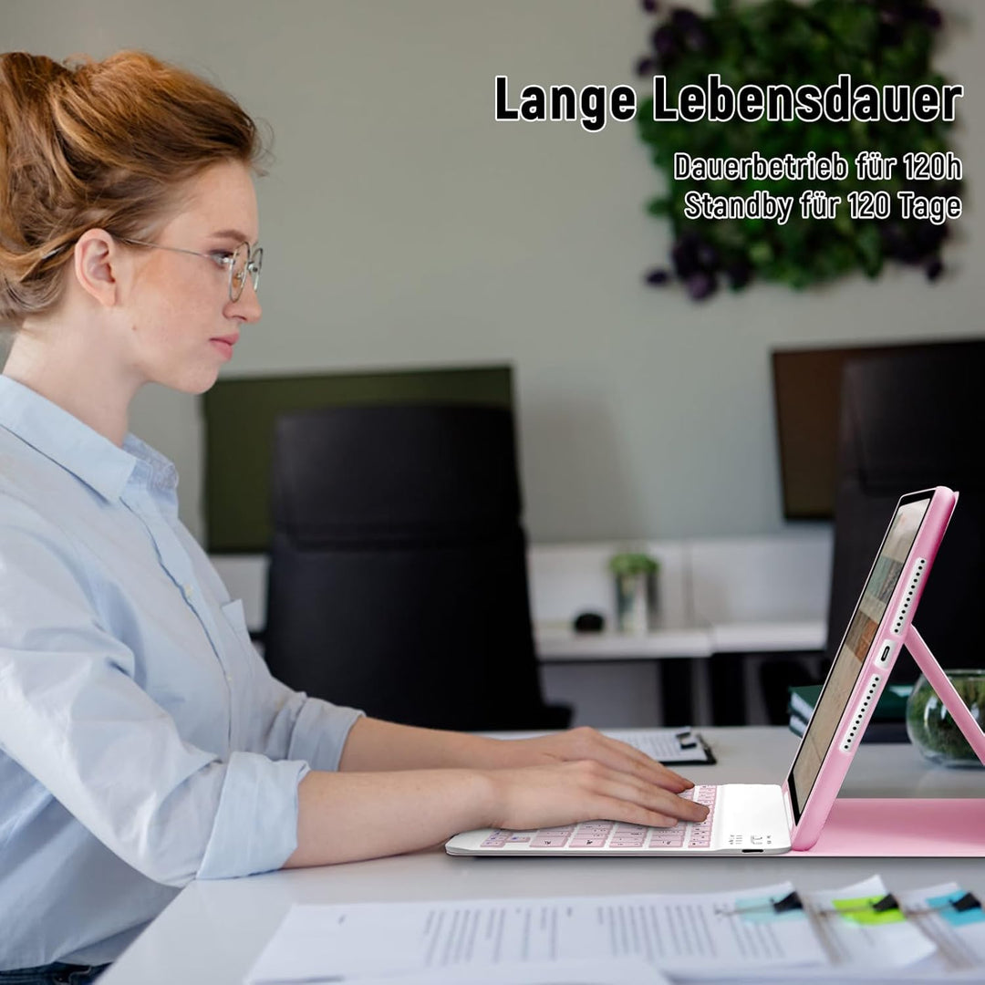 Tastatur Hülle für iPad 10.2 Zoll (9/8/ 7 Generation - 2021/2020/2019), Deutsches QWERTZ Tastatur Ma