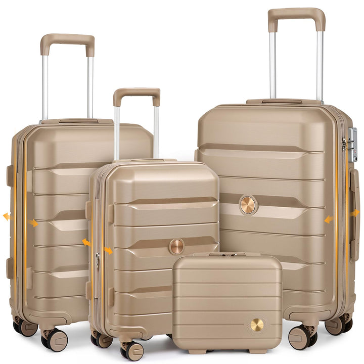 Sea choice Hartschalenkoffer Set 4 Teilig S/M/L/XL Rollkoffer Handgepäck 100% PP Reisekoffer mit 360