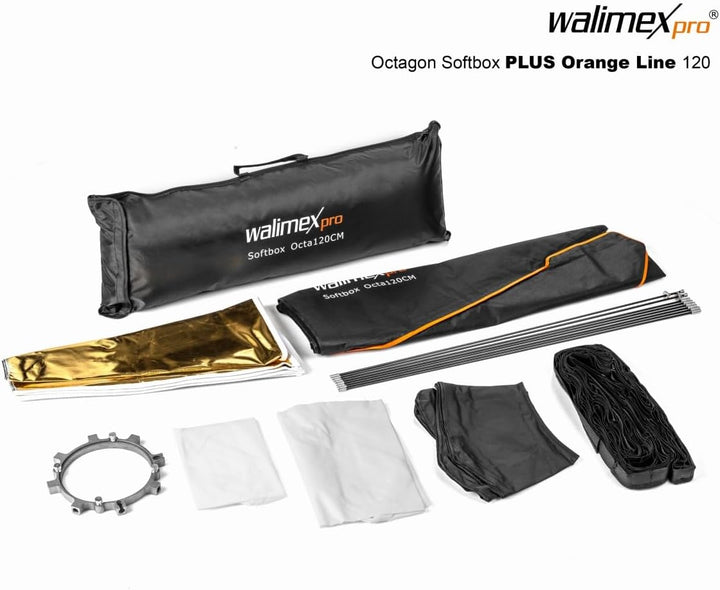 Walimex Pro Octagon Softbox PLUS Orange Line 120 cm Durchmesser für pro&K Walimex Pro&K, Walimex Pro