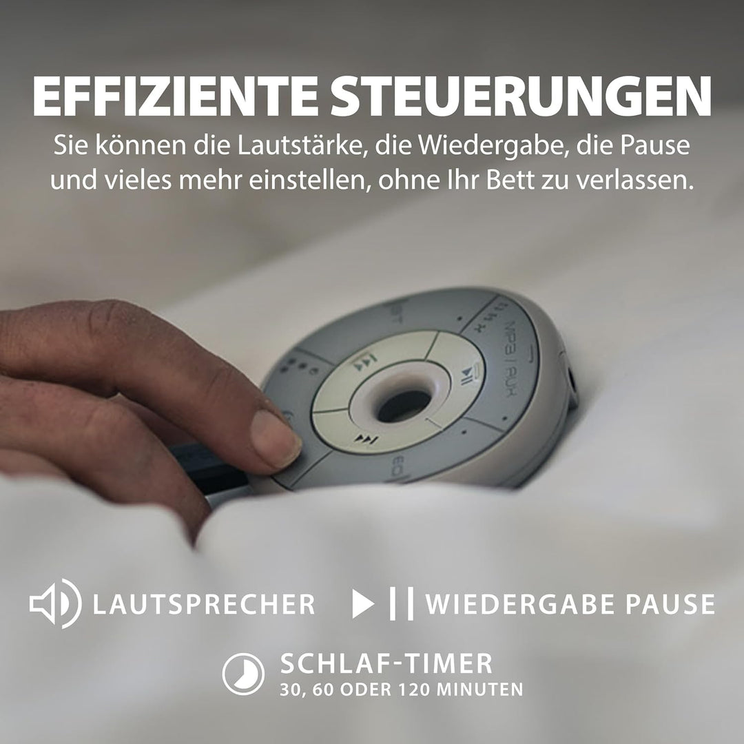 Avantree Slumber - Bluetooth-Kissenlautsprecher zum Schlafen mit eingebautem Weissem Rauschen, Fernb