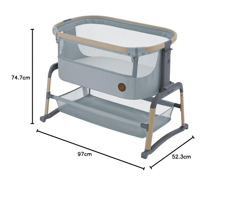 Maxi-Cosi Iora Air Beistellbett Baby, Co-Sleeper mit Allround-Netzgewebe, 0–6 Monate (9 kg), Schauke