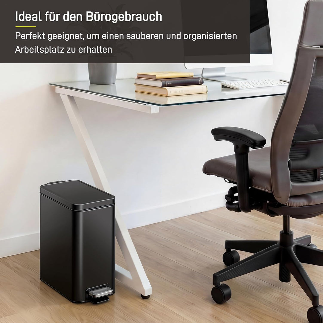 EKO Stella Mülleimer Bad 10L, Kleiner Abfalleimer fürs Badezimmer mit Soft-Close-Deckel, fingerabdru