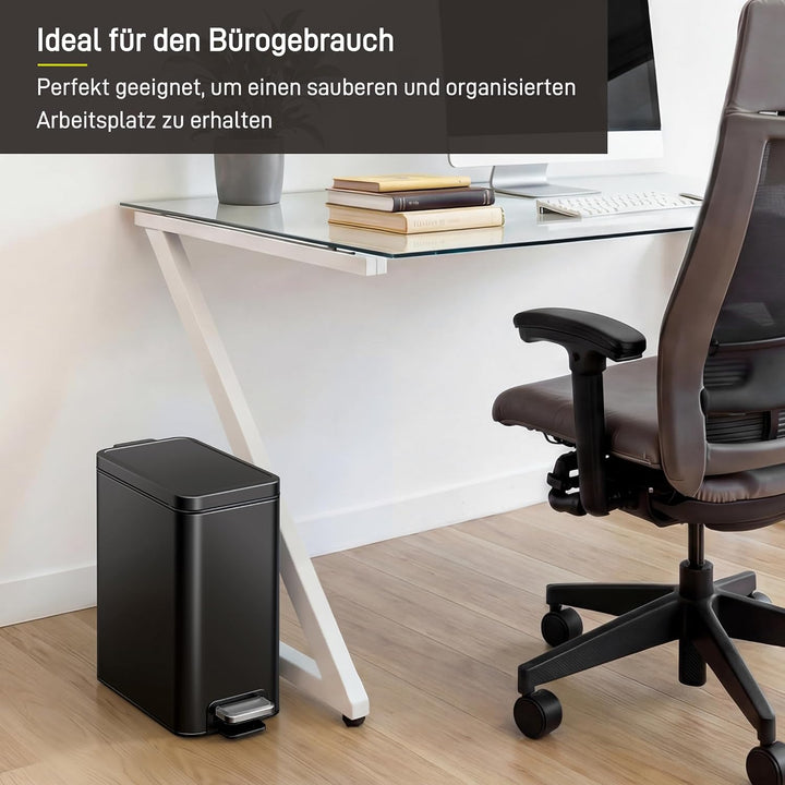 EKO Stella Mülleimer Bad 10L, Kleiner Abfalleimer fürs Badezimmer mit Soft-Close-Deckel, fingerabdru