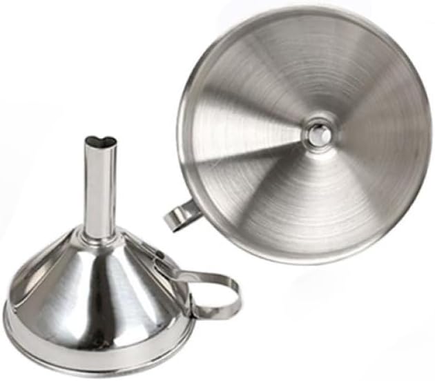 14.4cm Edelstahl Trichter, Küchensieb Trichter Filter Set, Breite Öffnung Einmachtrichter mit Griff