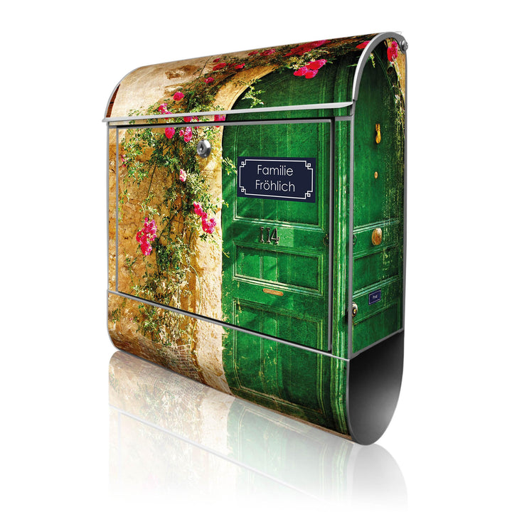 banjado® Design Briefkasten personalisiert mit Motiv Ferienhaus 39x47x14cm & 2 Schlüssel - Briefkast