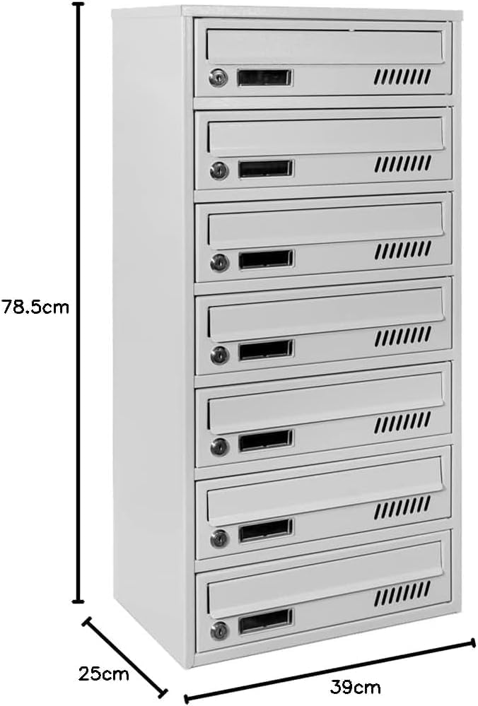 Mehrfamilienhaus 7 Parteien GLM grau RAL 7035 Briefkastensysteme 25cm Tief 7 Kassettenpostali, 7 Kas