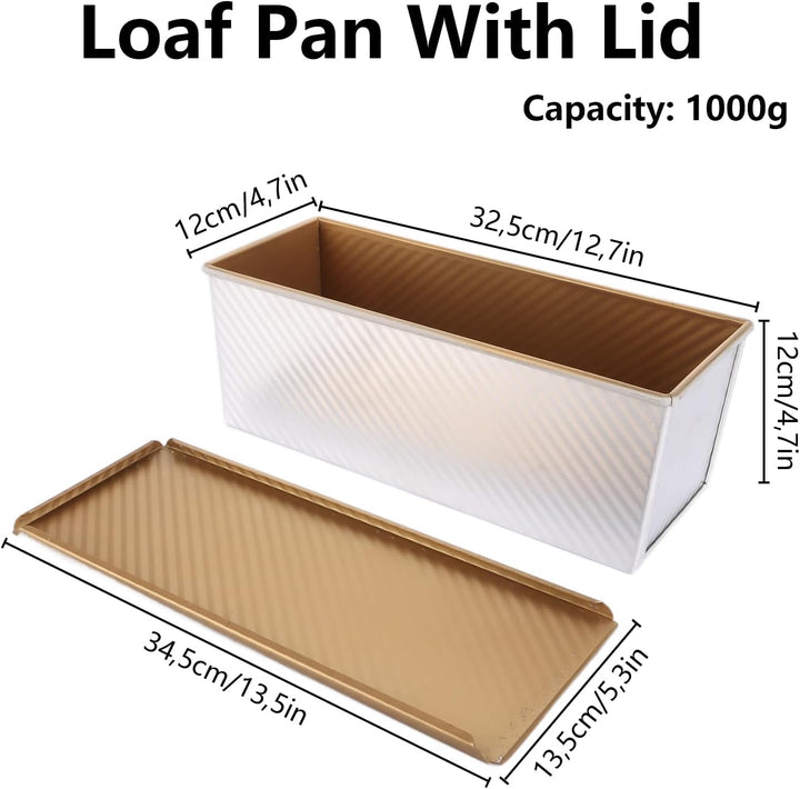 MUXHEL 1000g Brotbackformen mit Deckel, Aluminium Toastbrot Backform, Antihaft Brotbackform Kastenfo
