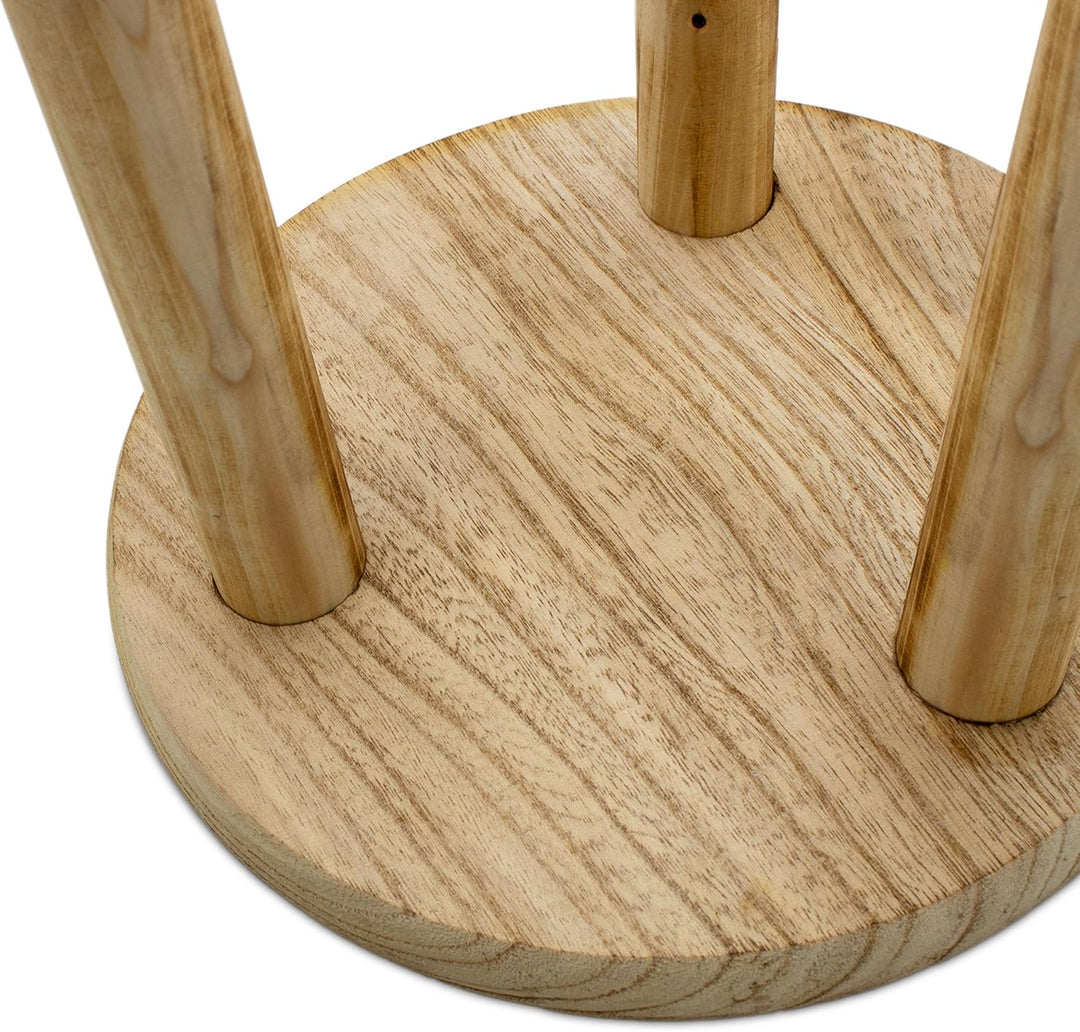 Holz Blumenhocker mit 3 Beinen geflammt 3er Set - 20 / 23 / 25 cm - Massivholz Deko Hocker rund klei