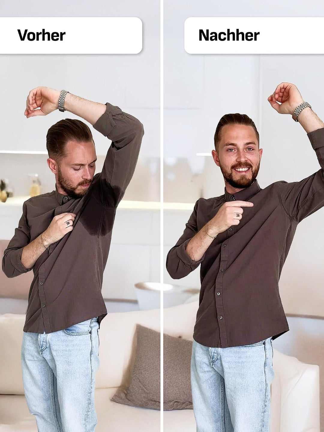 FINN Anti-Schweiss Shirt Herren mit Rundhals und integrierten Achselpads gegen Starkes Schwitzen - A
