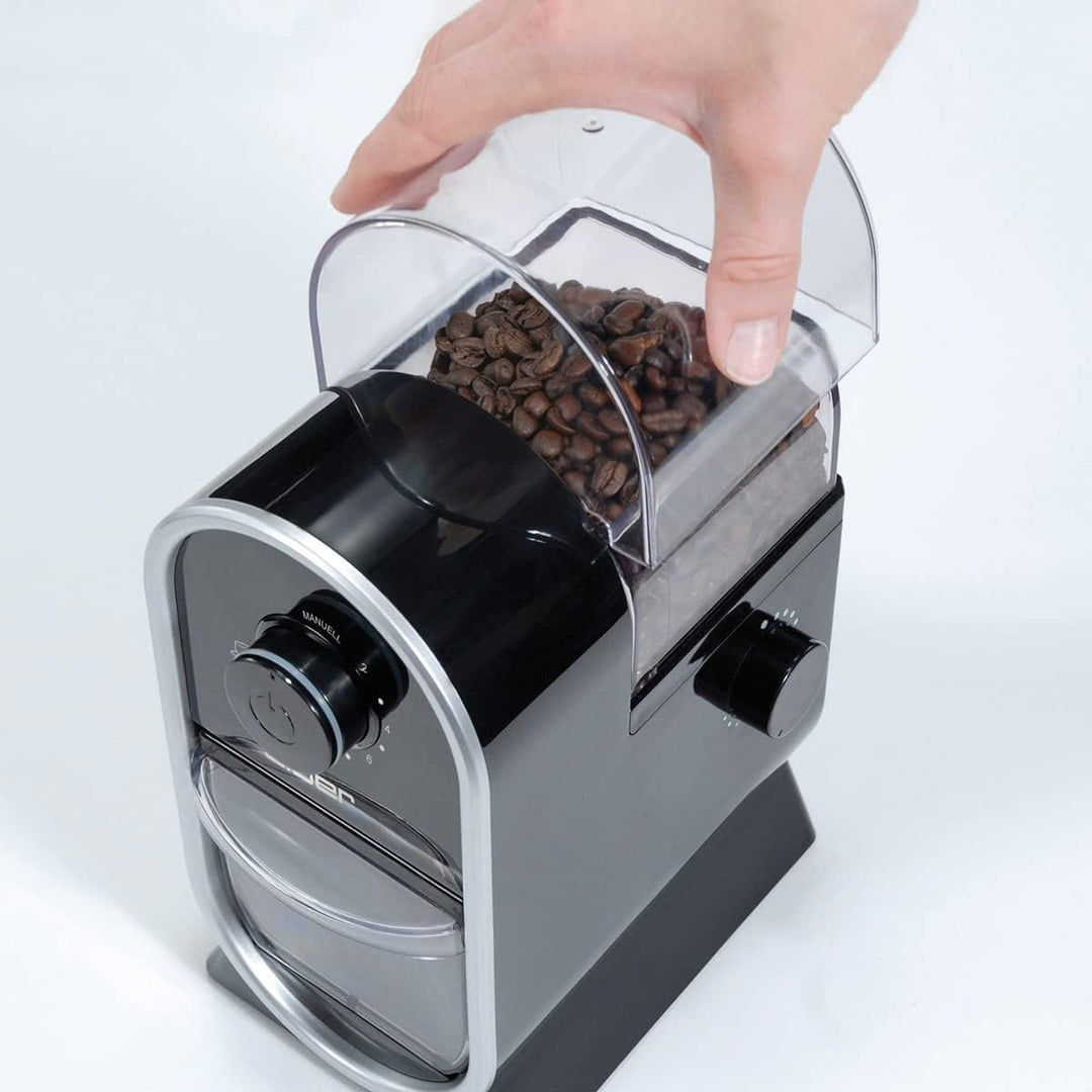 Cloer 7560 Elektrische Kaffeemühle mit Scheibenmahlwerk, 100 W, für 150 g Kaffeebohnen, für 2-12 Tas
