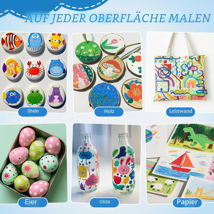 Guangna 120 Farben Acrylstifte Marker Set für Stoff, Leinwand, Glas, Holz und Papier, 120