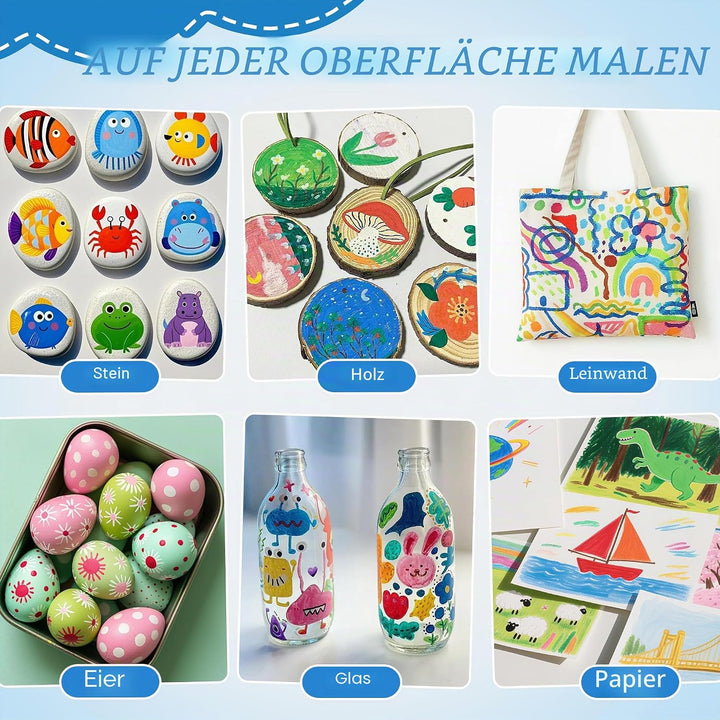 Guangna 240 Farben Acrylstifte Marker Set für Stoff, Leinwand, Glas, Holz und Papier, 240