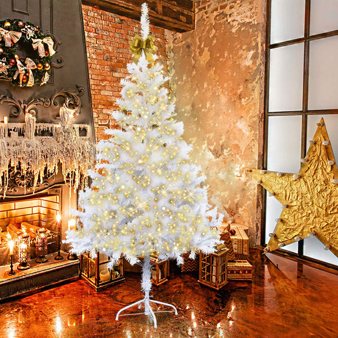 HENGMEI 240cm PVC Weihnachtsbaum Tannenbaum Christbaum Weiss künstlicher mit Metallständer ca. 880 S