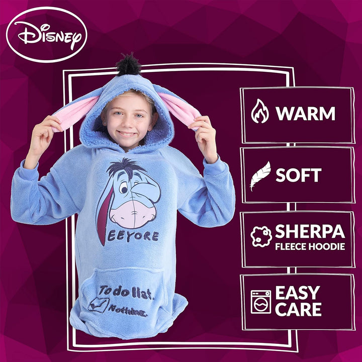 Disney Stitch Kapuzenpullover Mädchen, Übergrosse Hoodie Decke Kinder mit Sherpa-Kapuze und Kängurut