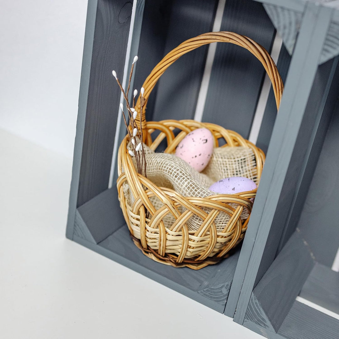 Creative Home Osterkorb Kinder Runder Weidenkorb mit Henkel | Klein 16 x 16 x 23 cm (+/- 1 cm) | Ost