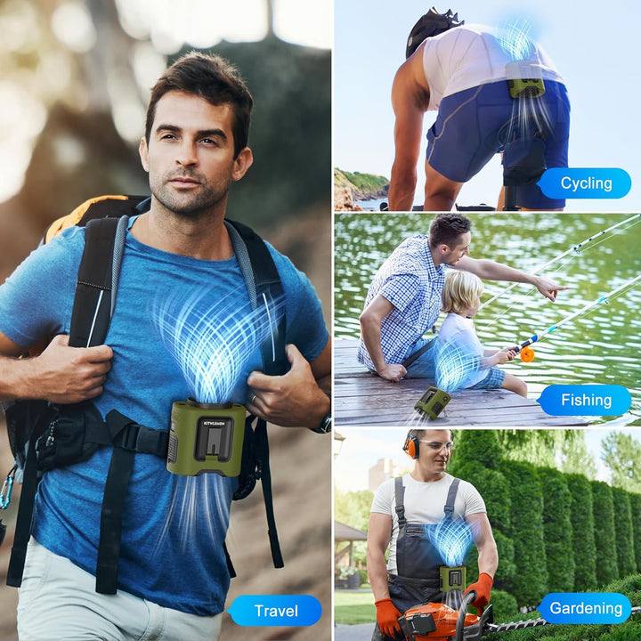 KITWLEMEN 14500mAh Tragbarer Wasit-Ventilator, Wiederaufladbarer persönlicher Clip Ventilator mit Gü