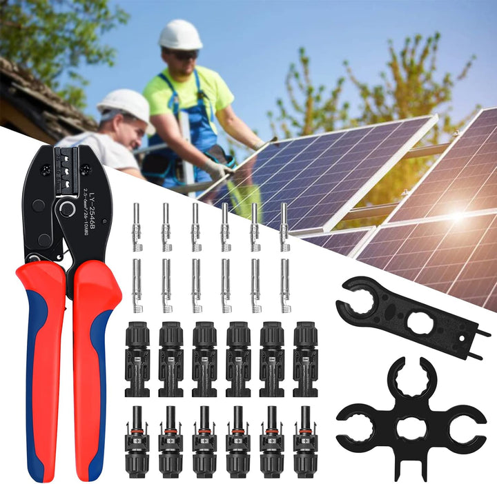 Elecoutek Solar Crimpzange Set für 2.5 4 6mm² Solarpanel Solarkabel, 6 Paar Männlich Weiblich Solars