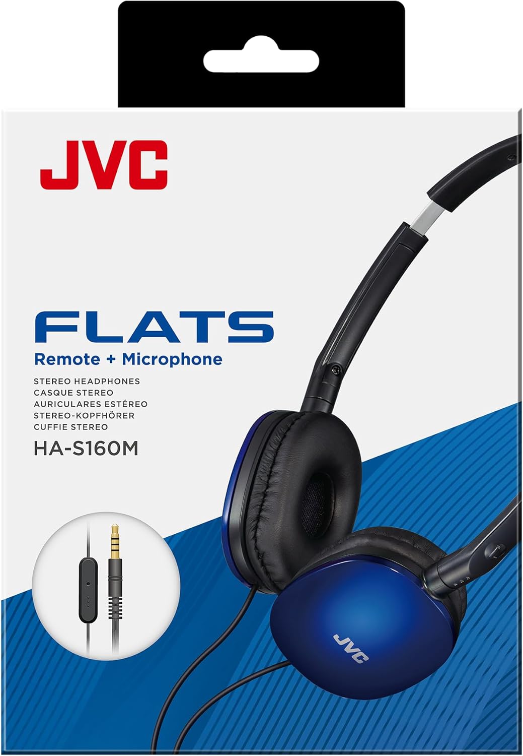 JVC HA-S160M-A - Flats Faltbarer und kompakter Kopfhörer in Glossy Trendfarbe, mit Schalter für Mikr