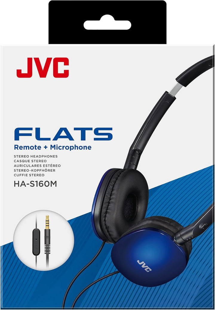 JVC HA-S160M-A - Flats Faltbarer und kompakter Kopfhörer in Glossy Trendfarbe, mit Schalter für Mikr