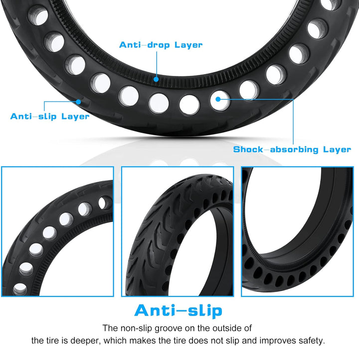 Ainiv Scooter Reifen, 2 Stück 8.5 Zoll für Xiaomi M365 Solid Tires, Elektro-Scooter Vorder und Hinte