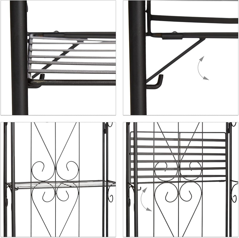 Relaxdays Blumenregal Metall 4 Ablagen, klappbar, witterungsfest, als Pflanzenregal, HxBxT: 157 x 44