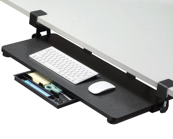 ETHU Tastaturablage, 68 x 30 cm grosse Tastaturablage unter dem Schreibtisch mit C-Klemmhalterung, C