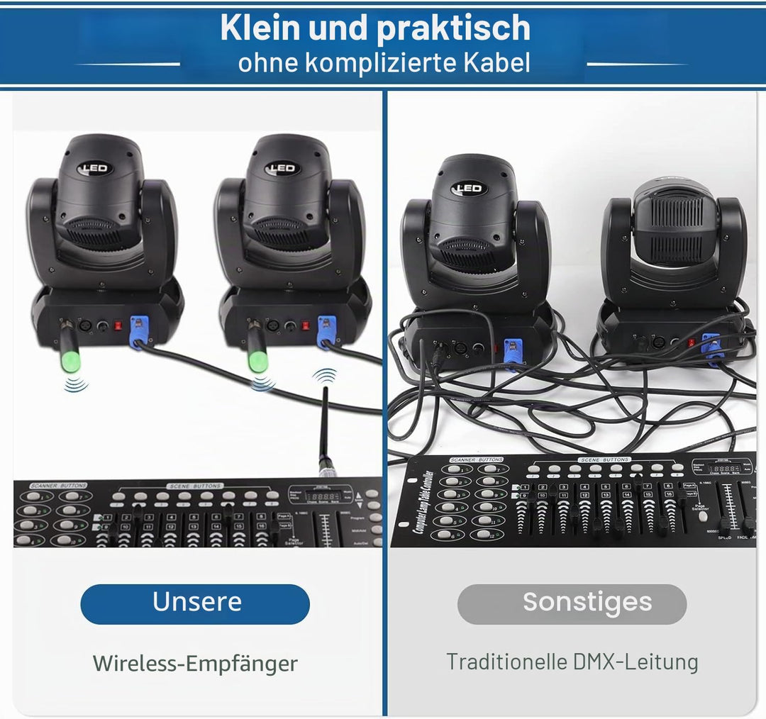 Wireless DMX, Kabelloser DMX512-Empfänger mit integriertem Akku, verwendet mit DMX Controller, für M