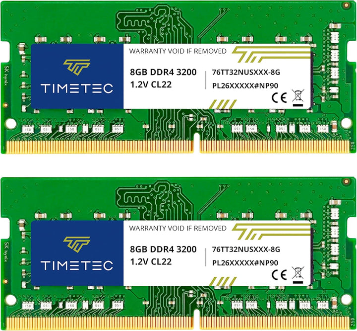 Timetec 16GB KIT (2x8GB) DDR4 3200MHz (DDR4-3200) PC4-25600 Non-ECC Unbuffered 1.2V CL22 1Rx8 Single
