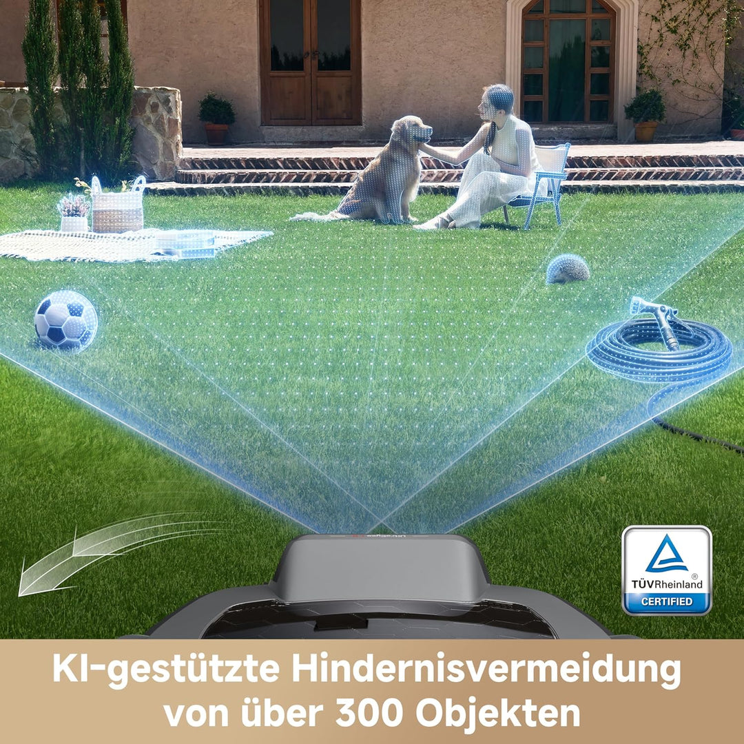 MOVA ViAX Mähroboter Ohne Begrenzungskabel, Empf. 250 m², KI-Autokartierung UltraEyes 1.0, U-förmige