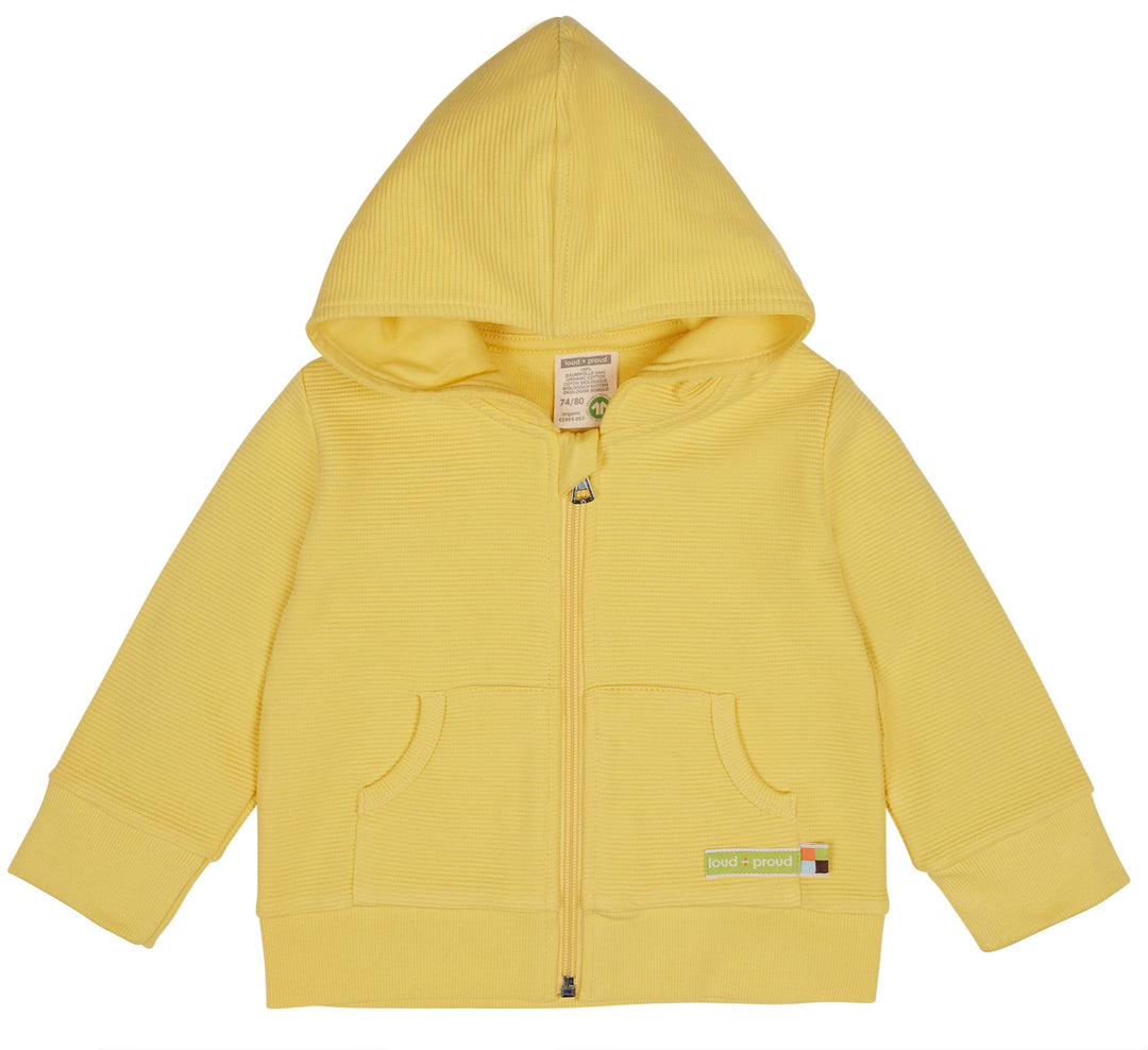 loud + proud Unisex Kinder Kapuzenjacke Rippenstruktur, GOTS Zertifiziert Tierdruck Print 98-104 Gol