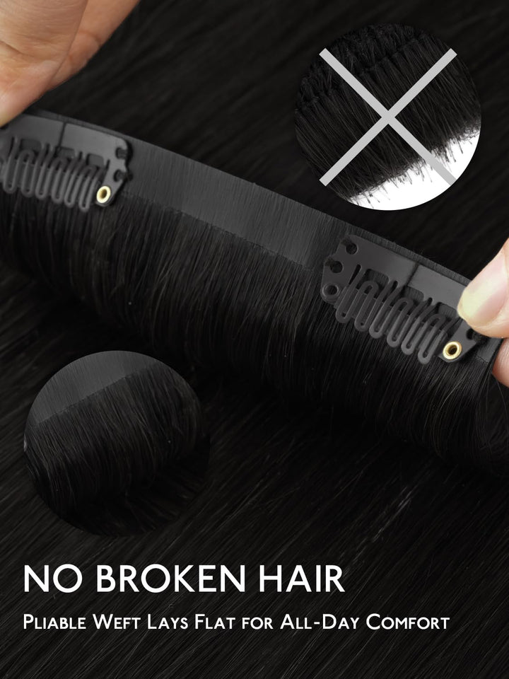 Nahtlose Clip In Extensions Echthaar, 50cm 7pcs 150g Tief Schwarz Echthaar Extensions Clip Remy Natü