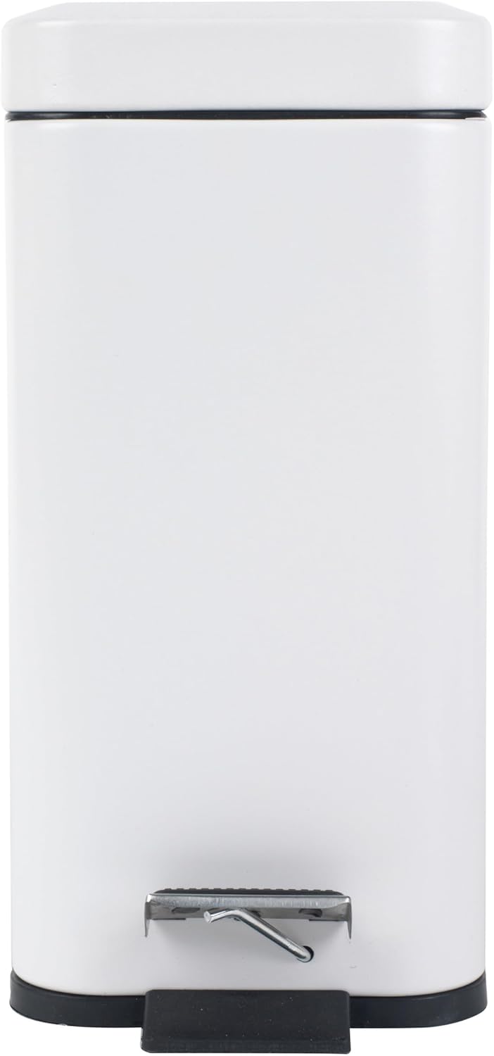 Beldray LA041173WHT Treteimer für Badezimmer – Abfalleimer mit rechteckigem Soft-Close-Deckel, Küche