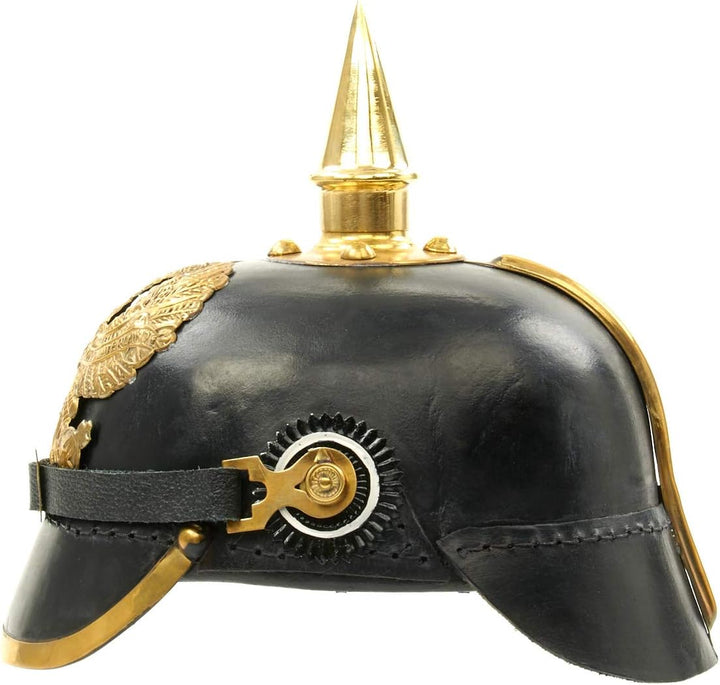Imperial deutsch Spikes Pickelhaube Officer Fahrradhelm schwarz Leder & Messing