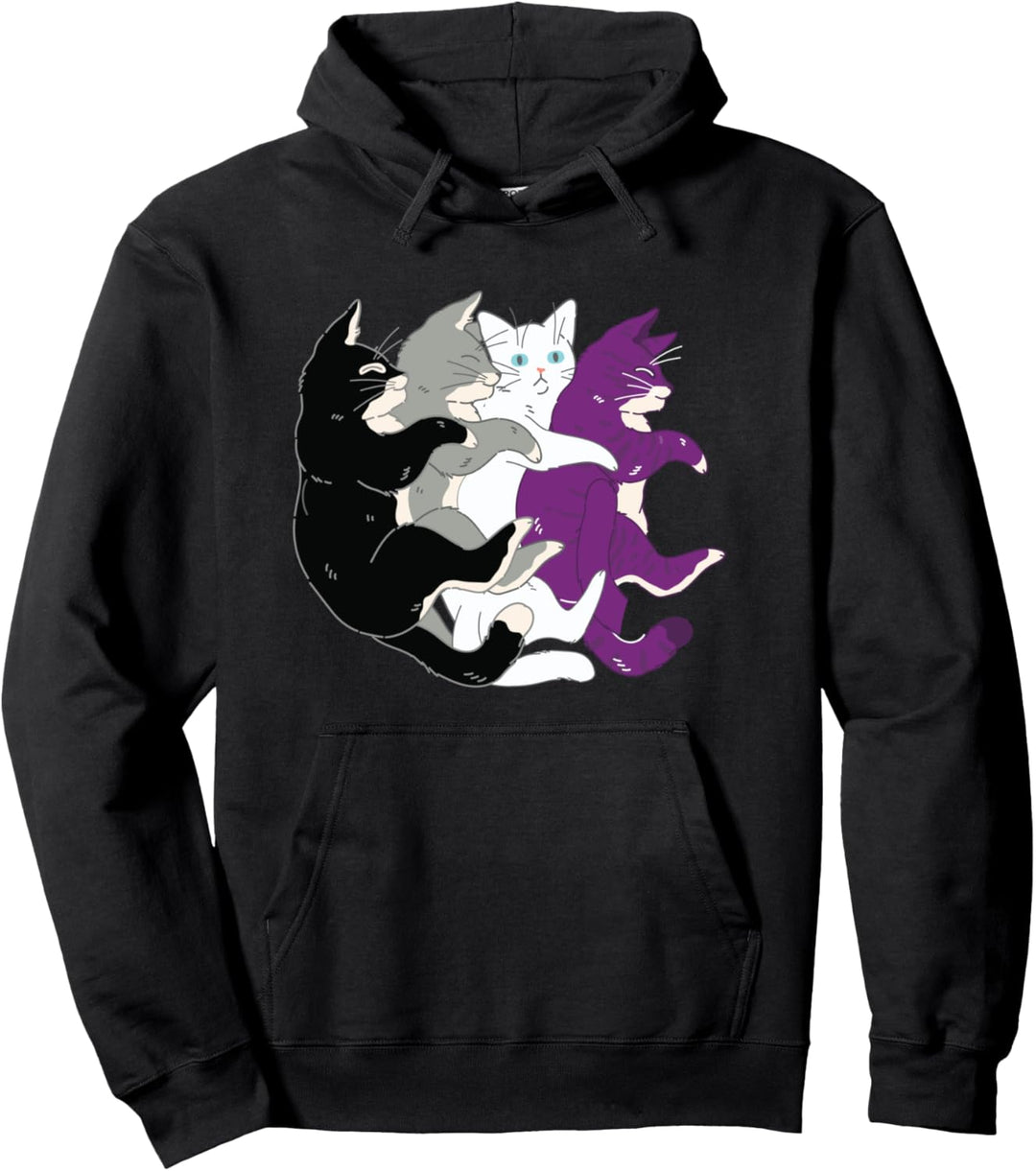 LGBTQ Asexueller Pride-Flagge – Katzenflor Asexuell Pullover Hoodie