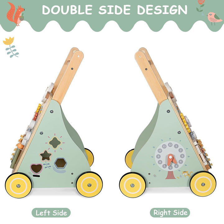 Baby Lauflernwagen Holz, Baby Lauflernhilfe zum Holz, Montessori Spielzeug Multifunktion, Holzspielz