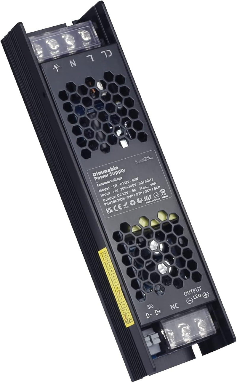 VARICART LED Trafo 12V 60W 5A LED Transformator Dimmbar AC 230V zu 12V DC Elektronischer Niederspann
