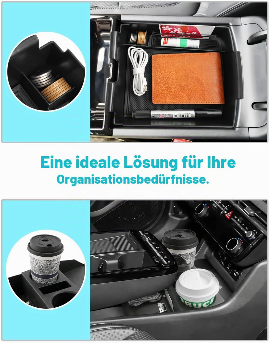 CDEFG [2 Stück] Kompatibel mit Hyundai Tucson NX4 2025 2026 Facelift Mittelkonsole Organizer + Armle