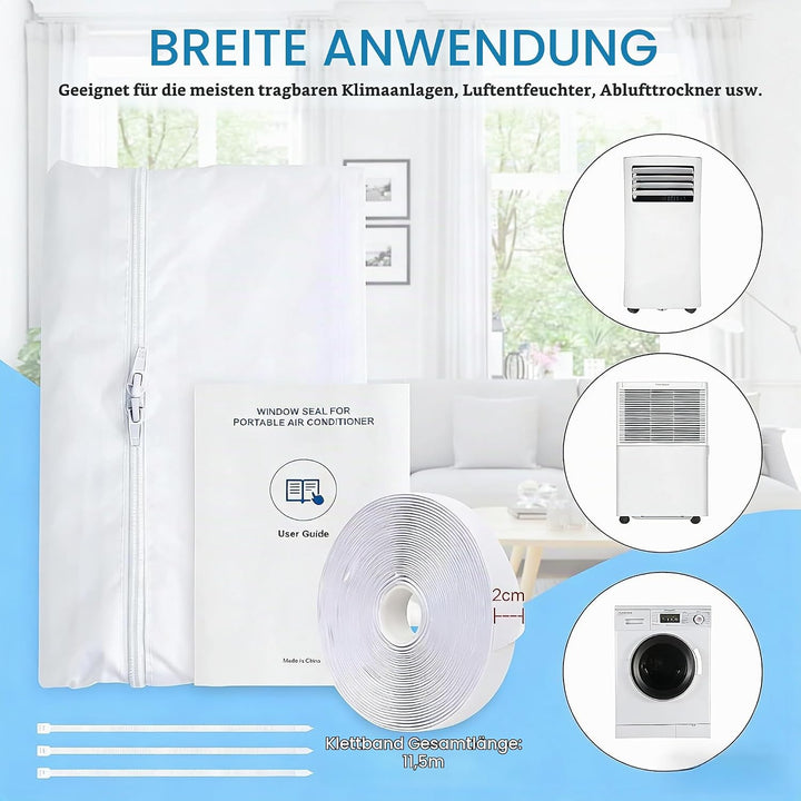 EGNBU 560CM Fensterabdichtung für Mobile Klimageräte, Klimaanlagen, Wäschetrockner, Ablufttrockner,