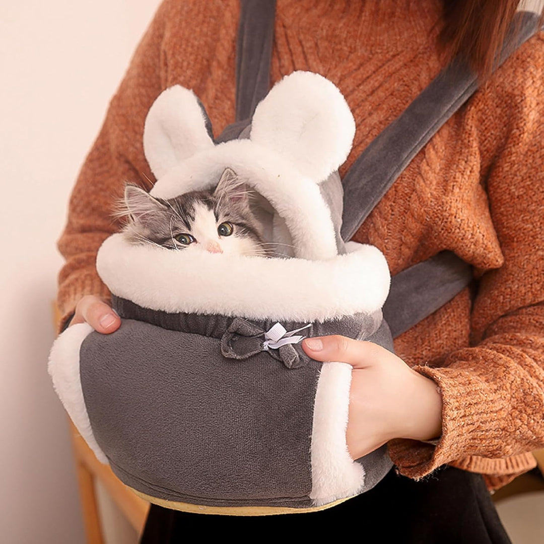 NIDONE Katzentasche, weicher und Warmer Katzen- und Hunde-Frontträger, Doppeltaschen-Rucksack, Winte