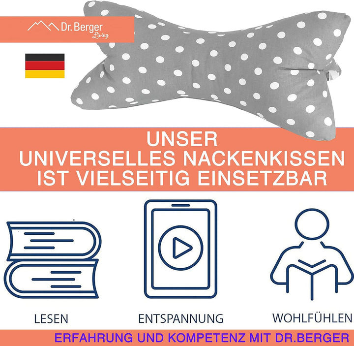 Dr. Berger Leseknochen Nackenrolle Kissen Buchkissen Fernsehkissen - 100% Baumwolle Dekokissen als B