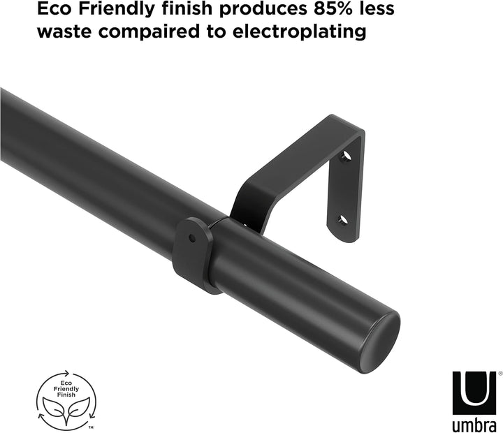 Umbra Zen ausziehbare Gardinenstange mit 2,5 cm Durchmesser, 82-326cm, Schwarz