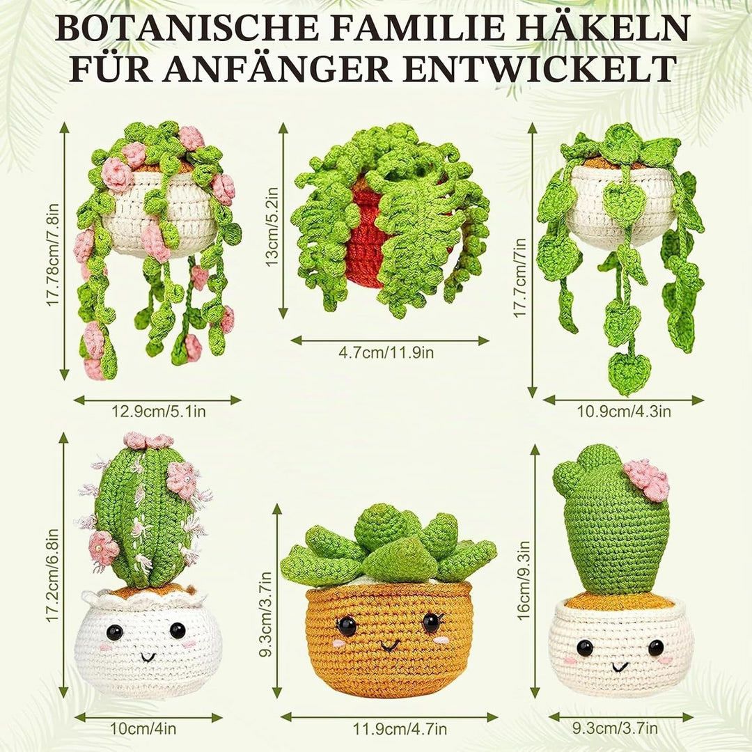 FARYODI Häkelset für Anfänger, Kaktus Handarbeiten Häkel Starter Set mit Häkelnadeln, Garn, Füllung,