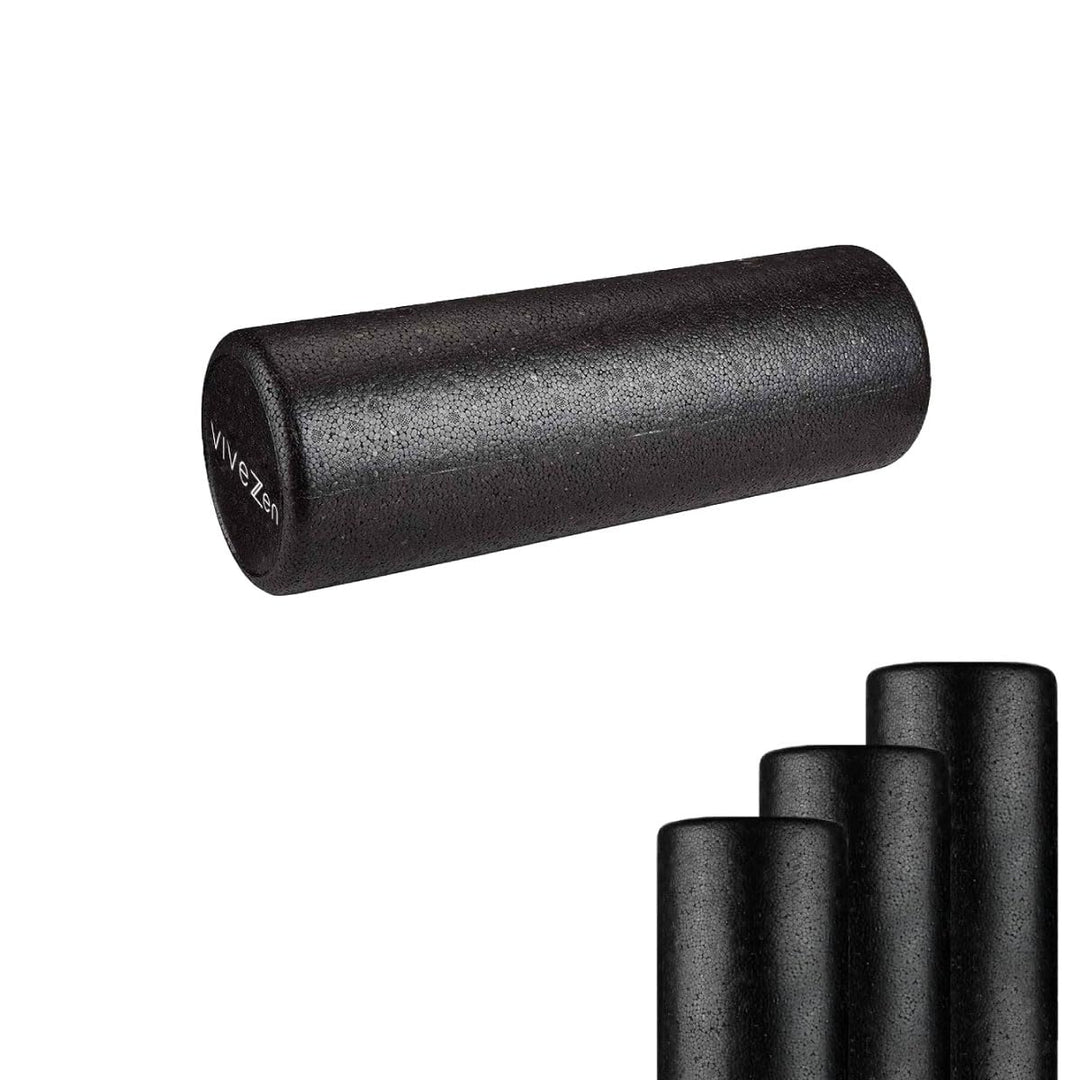 Vivezen – Yoga- und Fitnessrolle aus EPP-Hartschaum mit hoher Dichte – 90 x 15 cm – Schwarz Schwarz