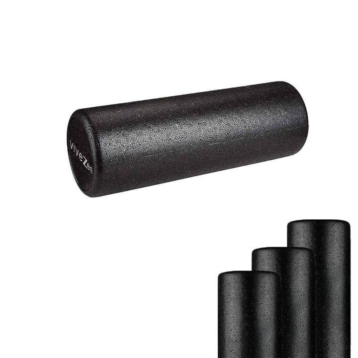 Vivezen – Yoga- und Fitnessrolle aus EPP-Hartschaum mit hoher Dichte – 90 x 15 cm – Schwarz Schwarz