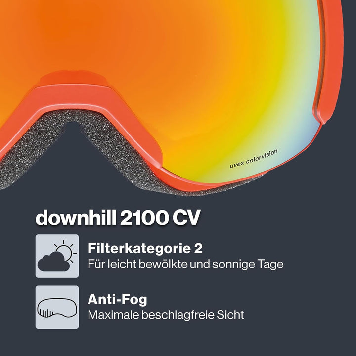 uvex Unisex Downhill 2100 Cv Skibrille (1er Pack) Einheitsgrösse fierce red/orange-green, Einheitsgr