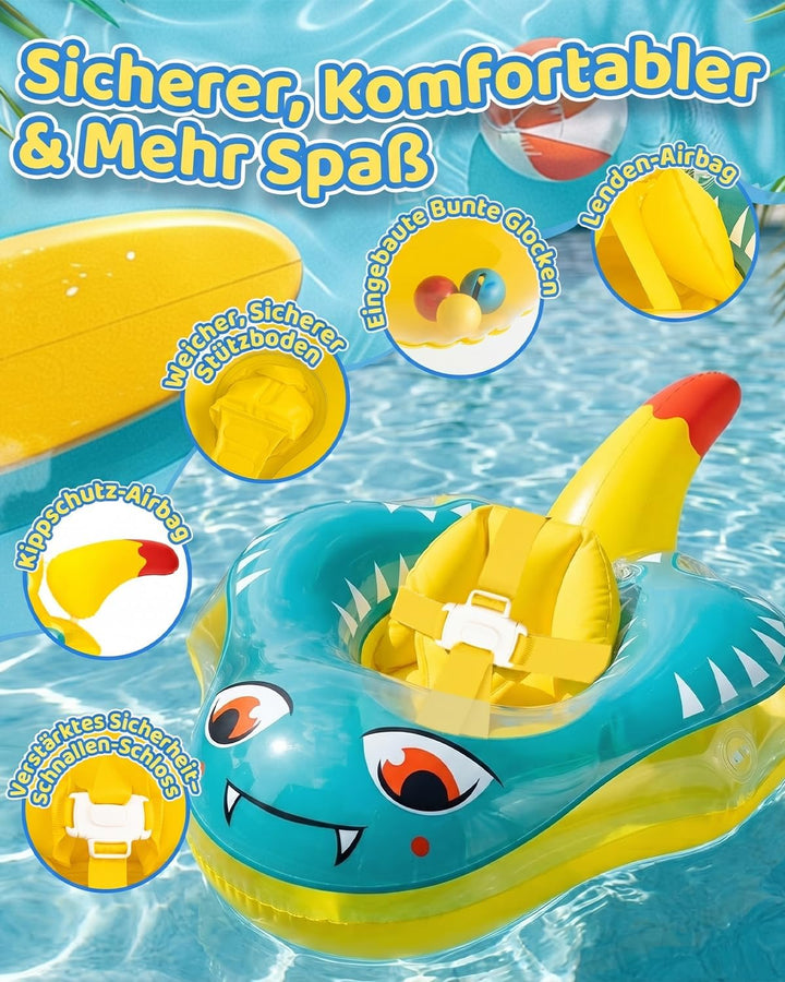 Baby Schwimmring mit UPF50+ Sonnendach Entfernbar, Premium Baby Float, Schwimmhilfe verstellbare Sch