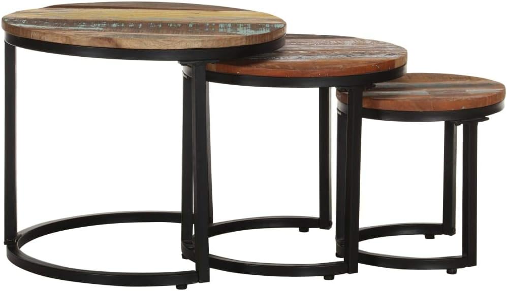 vidaXL Beistelltisch 3-TLG. Industriestil Couchtisch Satztisch Kaffeetisch Sofatisch Wohnzimmertisch