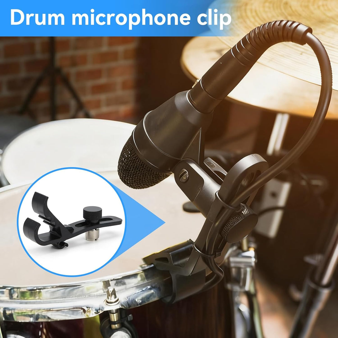 4 Stück Trommel Mikrofonklammern, Universal verstellbare Drum Rim Mic Clips Mikrofon Mount Clamp Mik