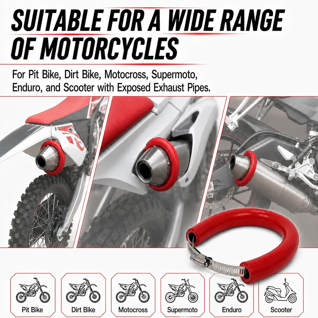 JFG RACING 64 cm/25,2" Motorrad Auspuff Schutzring,Universeller-Rot Rot 38CM-64CM, Rot 38CM-64CM
