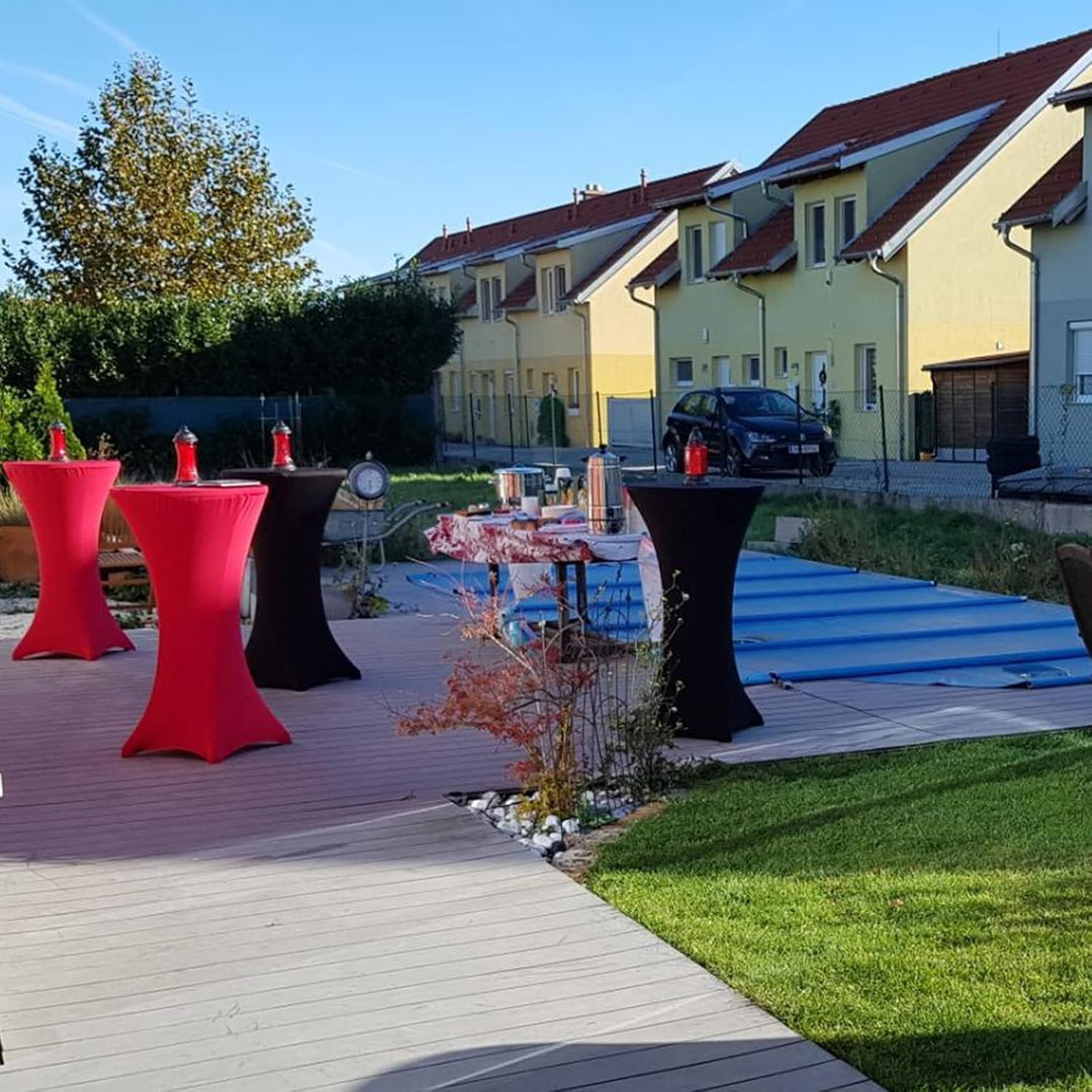 3er-Set Stretch Stehtisch Husse für Bistrotisch Ø 80-85 cm Elegante ,Verstärkung im Fussbereich,40°C